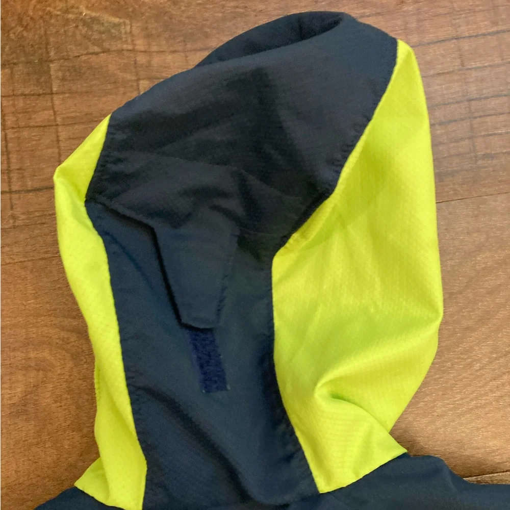Columbia Omni-Shield Youth Hood Jacket Navy Neon Green Full Zip Size 8 Small